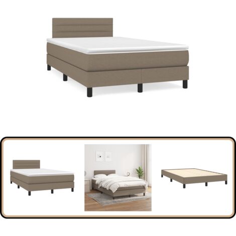 Sommier à lattes de lit avec matelas taupe 120x190 cm tissu - Lit Tapissier - Lit Double - Matelas Ressorts Ensachés - Literie - Chambre À Coucher