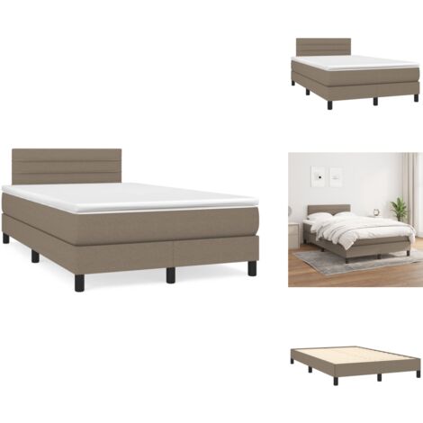 Sommier à lattes de lit avec matelas taupe 120x190 cm tissu - Lit Tapissier - Lit Double - Matelas Ressorts Ensachés - Literie - Chambre À Coucher