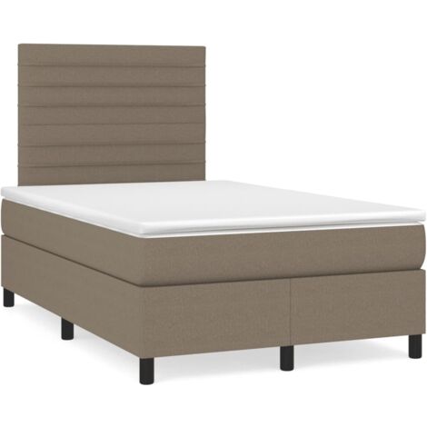Sommier à lattes de lit avec matelas taupe 120x190 tissu