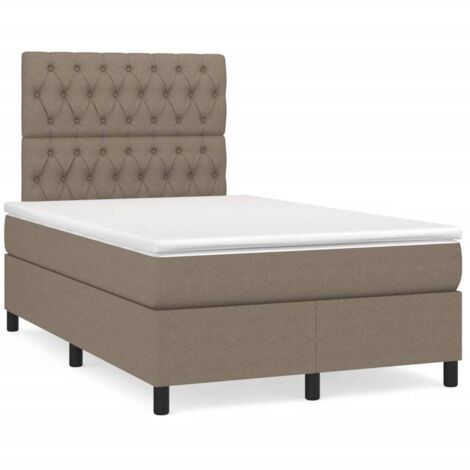 Sommier à lattes de lit avec matelas taupe 120x190 tissu