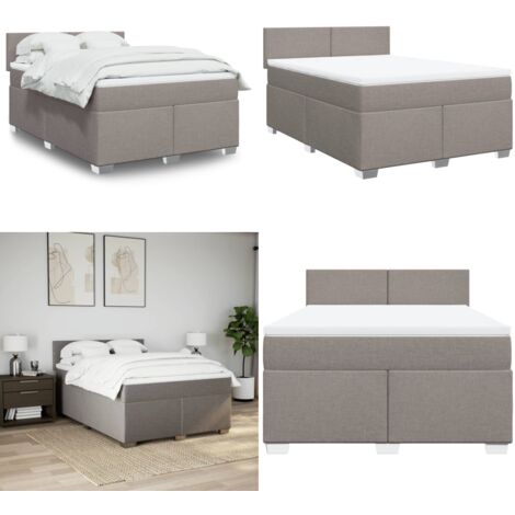 Sommier à lattes de lit avec matelas Taupe 140x190 cm Tissu - Matelas à ressorts ensachés - Sommier taupe
