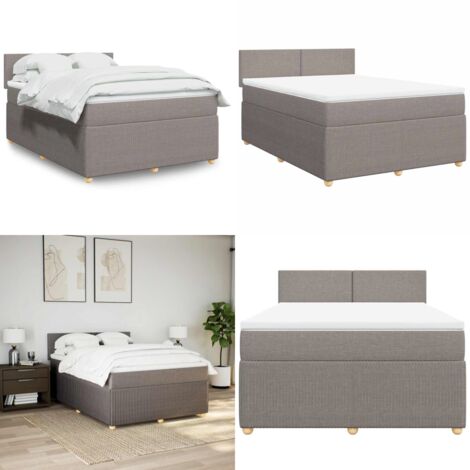 Sommier à lattes de lit avec matelas Taupe 140x190 cm Tissu - Matelas à ressorts ensachés - Sommier taupe
