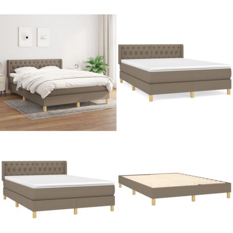Sommier à lattes de lit avec matelas Taupe 140x190 cm Tissu - Sommier - Matelas à ressorts ensachés