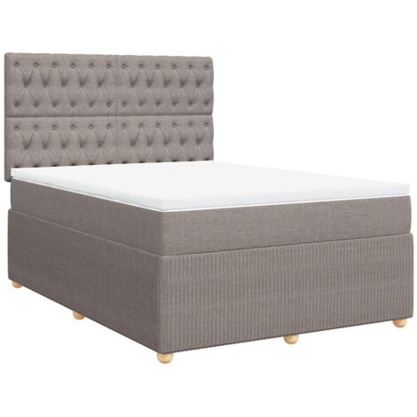 Sommier à lattes de lit avec matelas Taupe 160x200 cm Tissu vidaXL