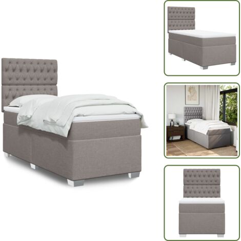 Sommier à lattes de lit avec matelas Taupe 80x200 cm Tissu - Lit Double - Literie - Chambre À Coucher - Matelas À Ressorts Ensachés - Tête De Lit Réglable