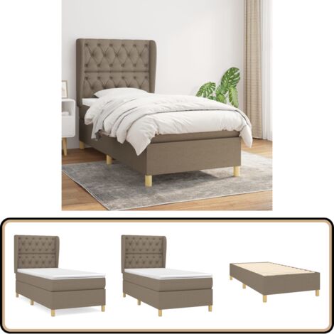 Sommier à lattes de lit avec matelas Taupe 80x200 cm Tissu - Lit Tapissier - Lit Double - Matelas À Ressorts Ensachés - Literie - Chambre À Coucher
