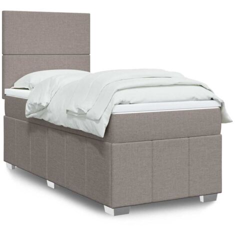 Sommier à lattes de lit avec matelas Taupe 80x200 cm Tissu vidaXL