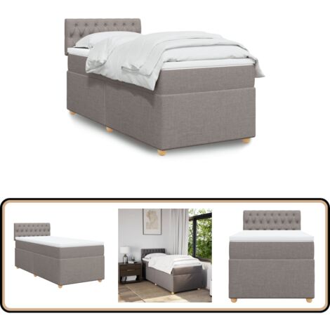 Sommier à lattes de lit avec matelas Taupe 90x190 cm Tissu - Lit Double - Lit Tapissier - Literie - Chambre À Coucher - Matelas À Ressorts Ensachés