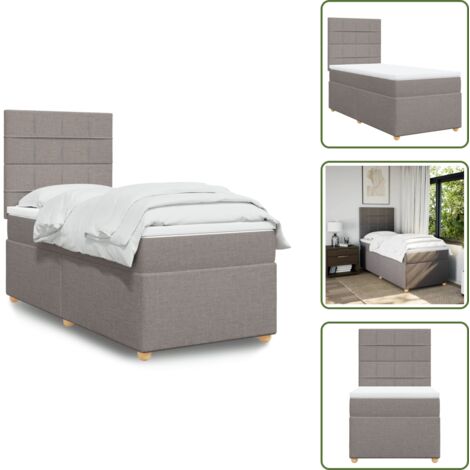 Sommier à lattes de lit avec matelas Taupe 90x200 cm Tissu - Sommier À Lattes De Lit - Sommiers À Lattes De Lit - Lit - Meuble De Chambre À Coucher
