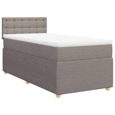 Lit 135x190cm Avec Tête De Lit Capitonnee Velours Et Sommier Kit Taupe Hauteur Totale 29cm Taupe P1470102c1470106