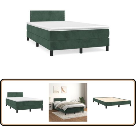 Sommier à lattes de lit avec matelas vert foncé 120x190 cm - Lit Tapissier - Lit Double - Literie - Chambre À Coucher - Literie Luxe