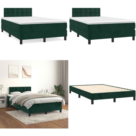 Sommier à lattes de lit avec matelas vert foncé 120x190 cm - Lit Tapissier - Lit Double - Literie - Chambre À Coucher - Literie Luxe - Home & Living