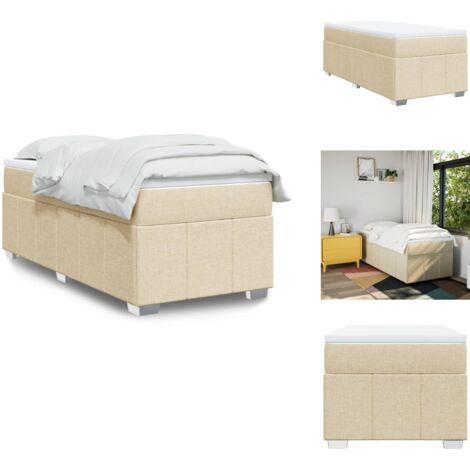 Sommier à lattes de lit et matelas Crème 90x190 cm Tissu - Sommier À Lattes De Lit - Sommiers À Lattes De Lit - Lit - Meuble De Chambre À Coucher