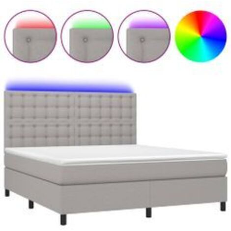 Sommier à lattes de lit et matelas et LED Gris clair 160x200