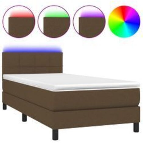 Sommier à lattes de lit et matelas et LED Marron foncé 80x200