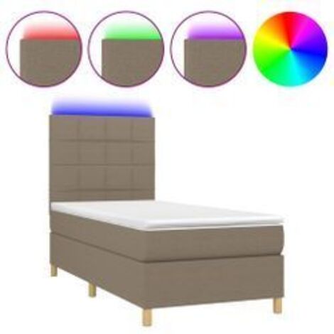 Sommier à lattes de lit et matelas et LED Taupe 80x200 Tissu
