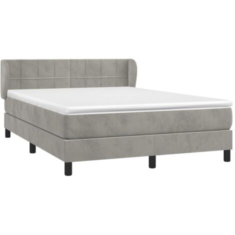 Sommier à lattes de lit et matelas Gris clair 140x190cm Velours vidaXL