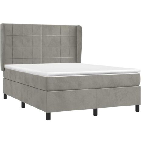 Sommier à lattes de lit et matelas Gris clair 140x200cm Velours vidaXL