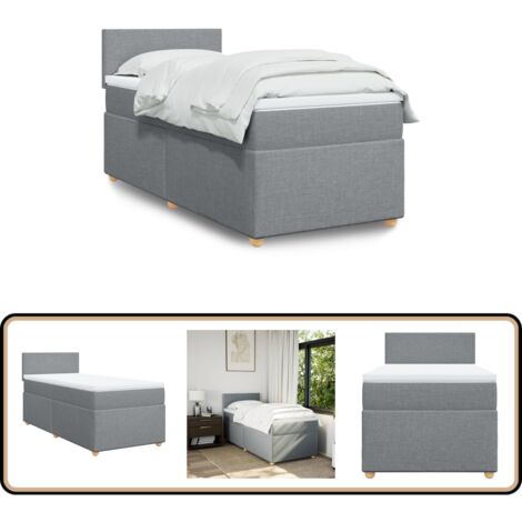 Sommier à lattes de lit et matelas Gris clair 90x190 cm Tissu - Lit Double - Literie - Chambre À Coucher - Matelas - Sommier