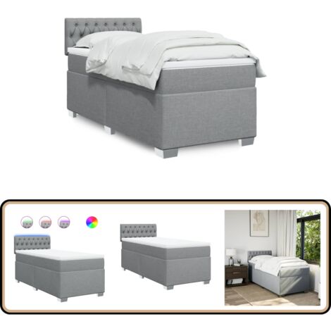 Sommier à lattes de lit et matelas Gris clair 90x190 cm Tissu - Lit Plateforme - Lit Design - Lit Moderne - Lit Double - Sommier Tapissier