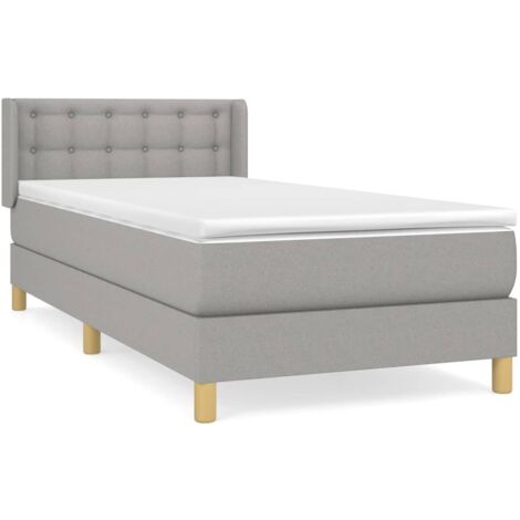 Sommier à lattes de lit et matelas Gris clair 90x190 Tissu