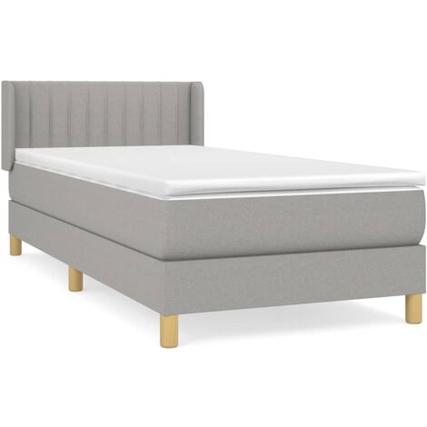Sommier à lattes de lit et matelas Gris clair 90x190 Tissu