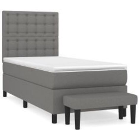 Sommier à lattes de lit et matelas Gris foncé 90x190 Tissu