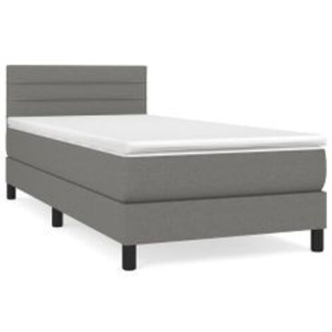 Sommier à lattes de lit et matelas Gris foncé 90x190 Tissu