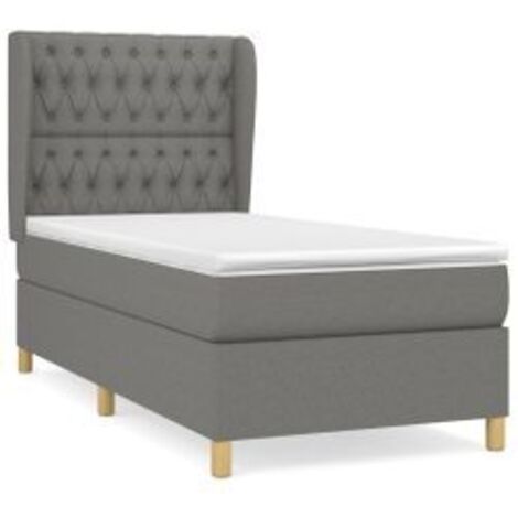 Sommier à lattes de lit et matelas Gris foncé 90x190 Tissu