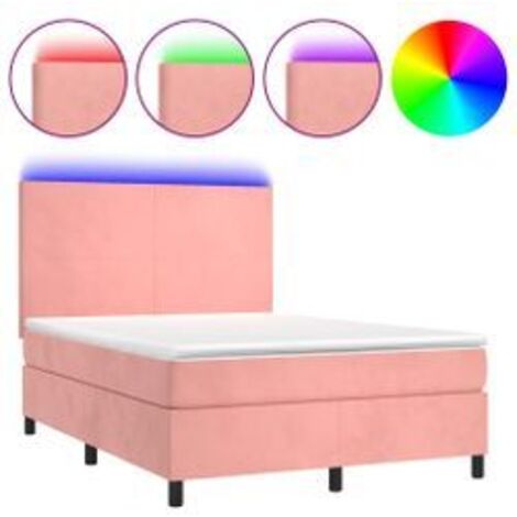 Sommier à lattes de lit et matelas LED Rose 140x190 Velours