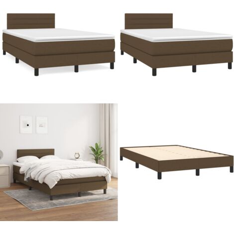 Sommier à lattes de lit et matelas marron foncé 120x190cm tissu - Lit Double - Lit Tapissier - Literie - Chambre À Coucher - Matelas À Ressorts Ensachés - Home & Living