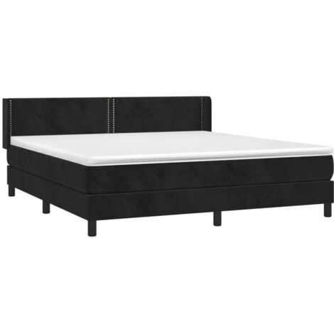 Sommier à lattes de lit et matelas Noir 160x200 cm Velours vidaXL