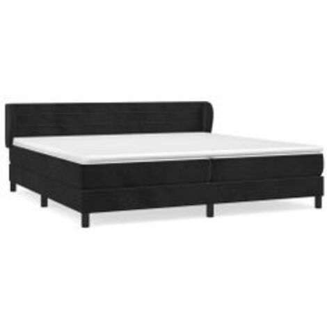 Sommier à lattes de lit et matelas Noir 200x200 Velours