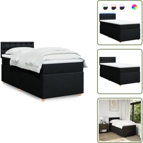 Sommier à lattes de lit et matelas Noir 80x200 cm Tissu - Lit Double - Lit Design - Lit Moderne - Lit Avec Éclairage Led - Matelas À Ressorts Ensachés