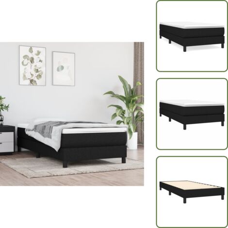 Sommier à lattes de lit et matelas Noir 80x200 cm Tissu - Lit Double - Lit Plateforme - Matelas Ressorts Ensachés - Literie - Chambre À Coucher