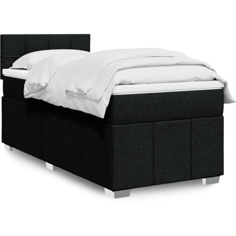 Sommier à lattes de lit et matelas Noir 80x200 cm Tissu vidaXL