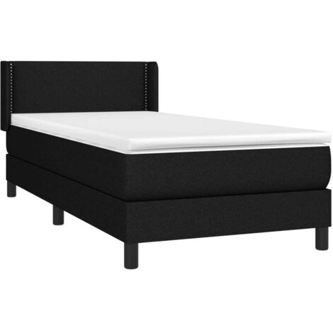 Sommier à lattes de lit et matelas Noir 80x200 cm Tissu vidaXL