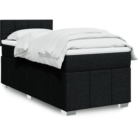 Sommier à lattes de lit et matelas Noir 80x200 cm Tissu vidaXL