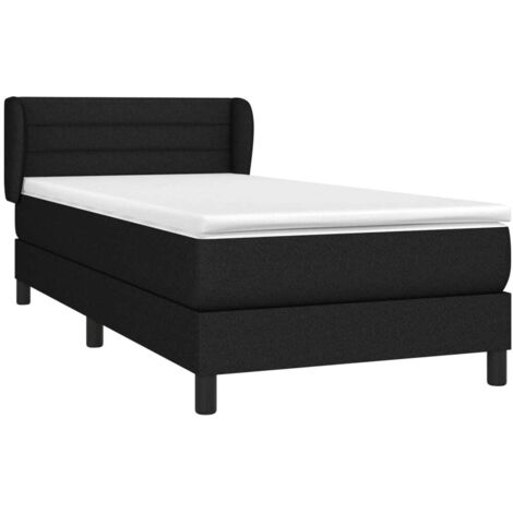 Sommier à lattes de lit et matelas Noir 80x200 cm Tissu vidaXL