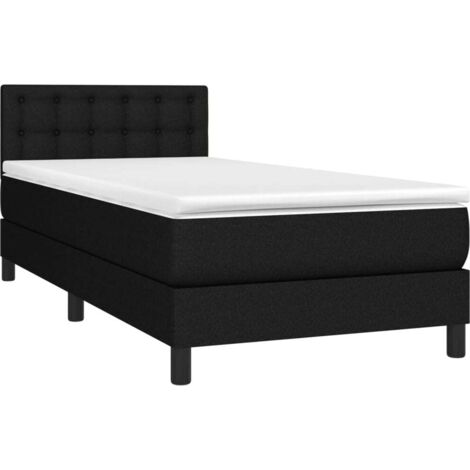 Sommier à lattes de lit et matelas Noir 80x200 cm Tissu vidaXL