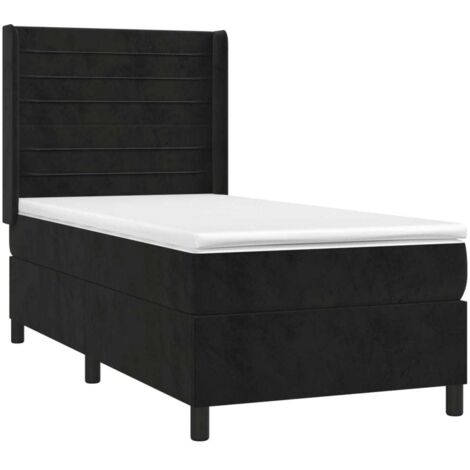 Sommier à lattes de lit et matelas Noir 80x200 cm Velours vidaXL