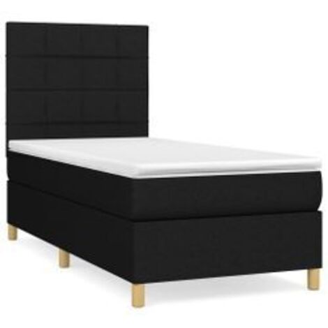 Sommier à lattes de lit et matelas Noir 80x200 Tissu