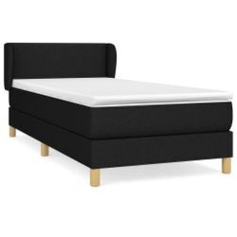 Sommier à lattes de lit et matelas Noir 80x200 Tissu