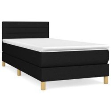 Sommier à lattes de lit et matelas Noir 80x200 Tissu