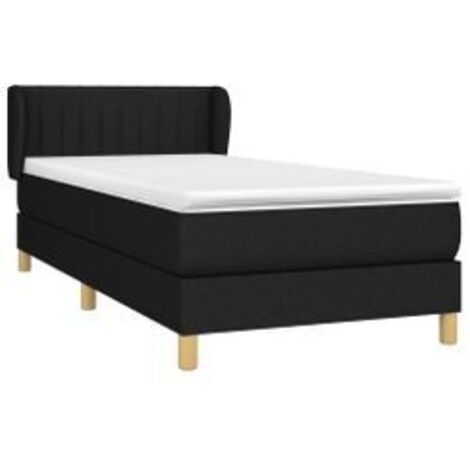 Sommier à lattes de lit et matelas Noir 80x200 Tissu