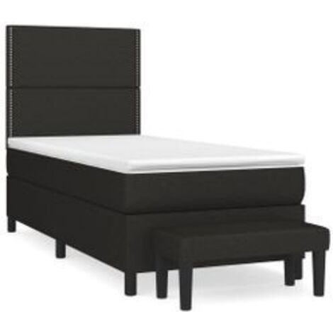 Sommier à lattes de lit et matelas Noir 80x200 Tissu