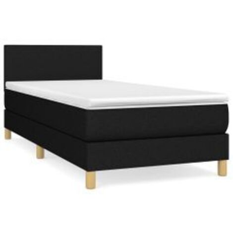 Sommier à lattes de lit et matelas Noir 80x200 Tissu