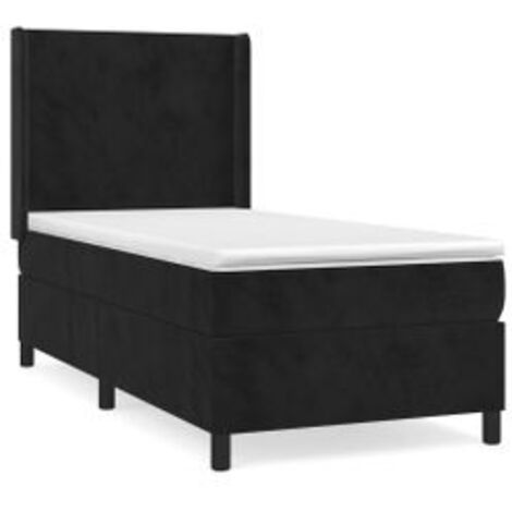 Sommier à lattes de lit et matelas Noir 80x200 Velours