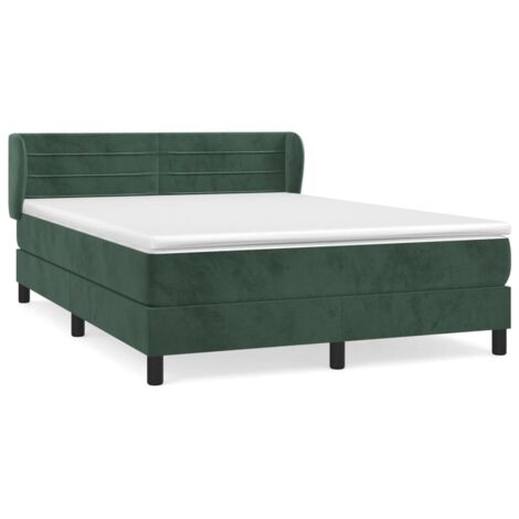 Sommier à lattes de lit et matelas Vert foncé 140x190 Velours