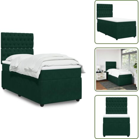 Sommier à lattes de lit et matelas Vert foncé 80x200 cm Velours - Sommier À Lattes De Lit - Sommiers À Lattes De Lit - Lit - Meuble De Chambre À Coucher